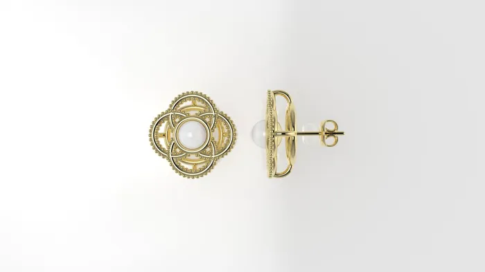 JCM DESIGN JEWELRY Push Back Earrings with 2 PEARL 4mm each Filigree Earrings JCM DESIGN JEWELRY Push Back Earrings with 2 PEARL 4mm each Filigree Earrings