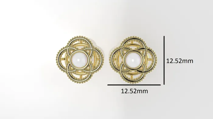 JCM DESIGN JEWELRY Push Back Earrings with 2 PEARL 4mm each Filigree Earrings