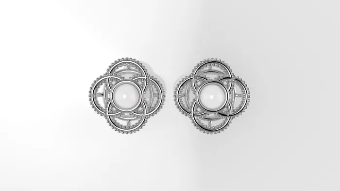 JCM DESIGN JEWELRY Push Back Earrings with 2 PEARL 4mm each Filigree Earrings
