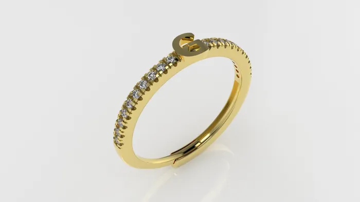 JCM DESIGN JEWELRY Rings 14K Gold Ring is adjustable and customizable with 20 Diamonds STT Cut Split