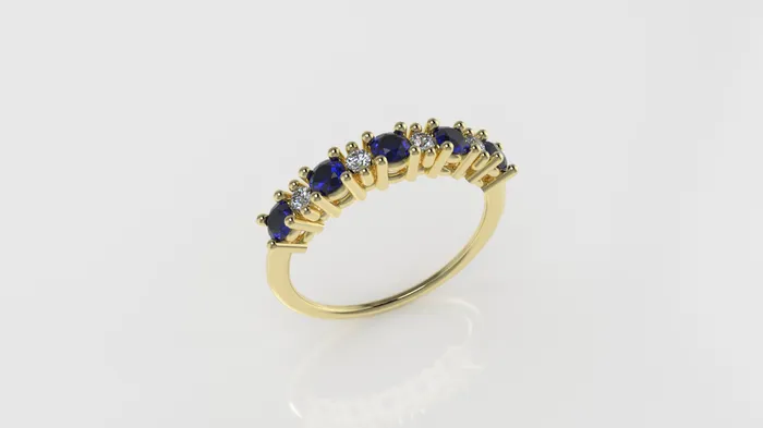 JCM DESIGN JEWELRY Rings 14K Ring with 5 SAPPHIRE and 4 DIAMONDS VS1 Setting Prong JCM DESIGN JEWELRY Rings 14K Ring with 5 SAPPHIRE and 4 DIAMONDS VS1 Setting Prong
