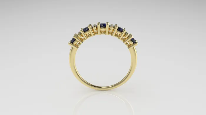JCM DESIGN JEWELRY Rings 14K Ring with 5 SAPPHIRE and 4 DIAMONDS VS1 Setting Prong