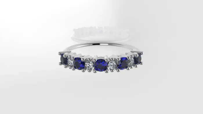 JCM DESIGN JEWELRY Rings 14K Ring with 5 SAPPHIRE and 4 DIAMONDS VS1 Setting Prong