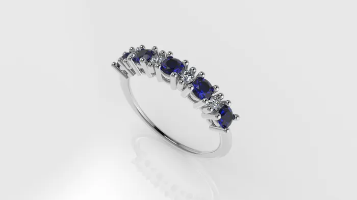JCM DESIGN JEWELRY Rings 14K Ring with 5 SAPPHIRE and 4 DIAMONDS VS1 Setting Prong