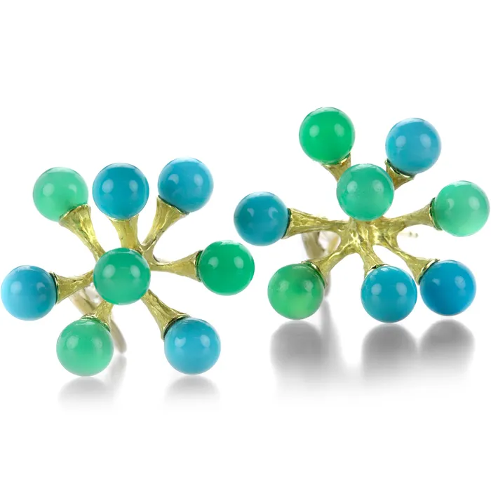 John Iversen Earrings Turquoise and Chrysoprase Jacks Earrings