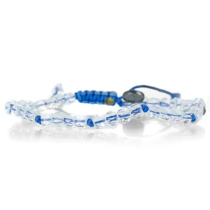 Joseph Brooks Bracelets 4mm Clear Quartz Cube Macrame Bracelet
