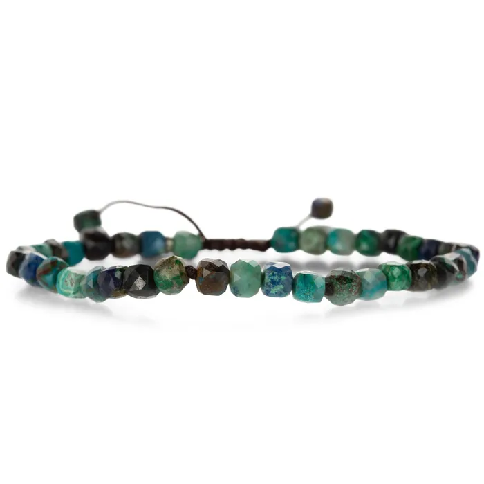 Joseph Brooks Bracelets 4mm Faceted Cube Chrysocolla Bead Bracelet