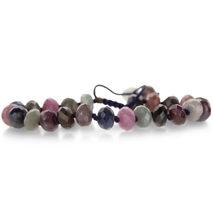 Joseph Brooks Bracelets Faceted 8mm Multicolored Sapphire Beaded Bracelet