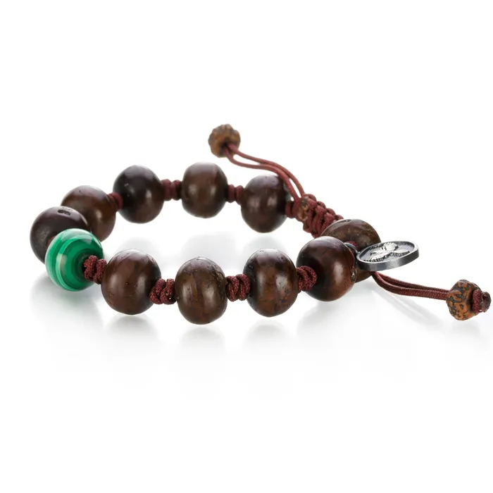 Joseph Brooks Bracelets Malachite and Antique Bodhi Seed Bracelet