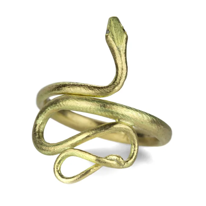 Large 18k Yellow Gold Snake Ring Gabriella Kiss Rings
