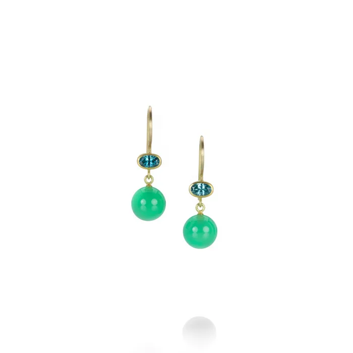 Mallary Marks Blue Zircon and Chrysoprase Apple Eve Earrings Earrings