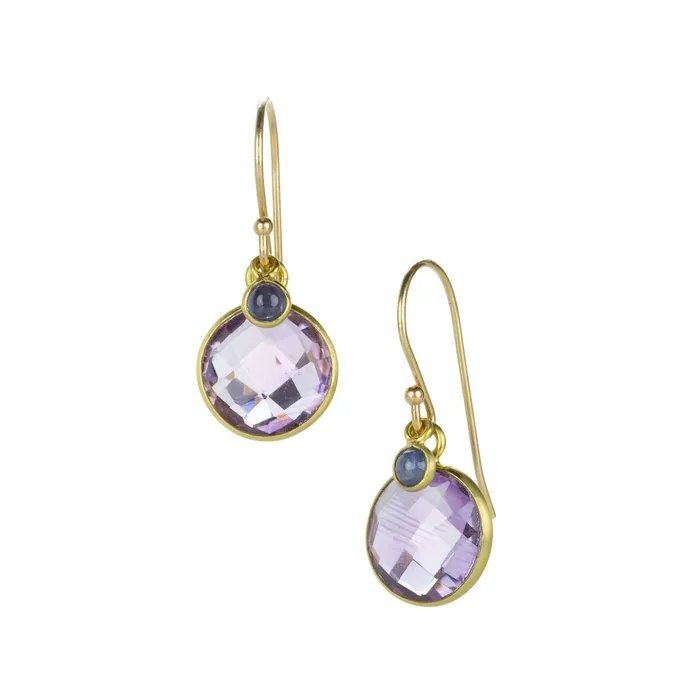 Margaret Solow Amethyst and Blue Sapphire Drop Earrings Earrings