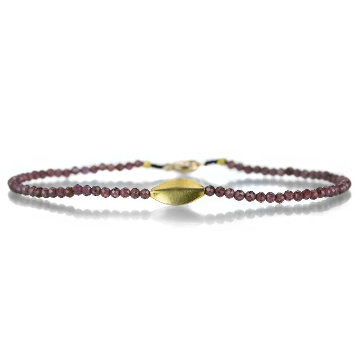 Margaret Solow Bracelets Garnet Bracelet with Gold Marquise Bead