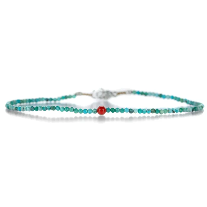 Margaret Solow Bracelets Turquoise and Coral Beaded Bracelet