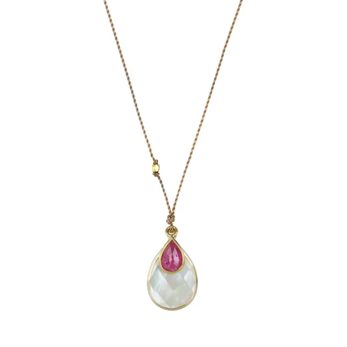 Margaret Solow Necklaces Mother of Pearl and Ruby Necklace