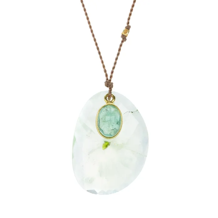 Margaret Solow Necklaces Prehnite and Emerald Necklace