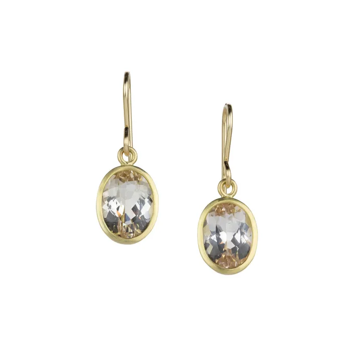 Maria Beaulieu Earrings Faceted Oval Morganite Drop Earrings