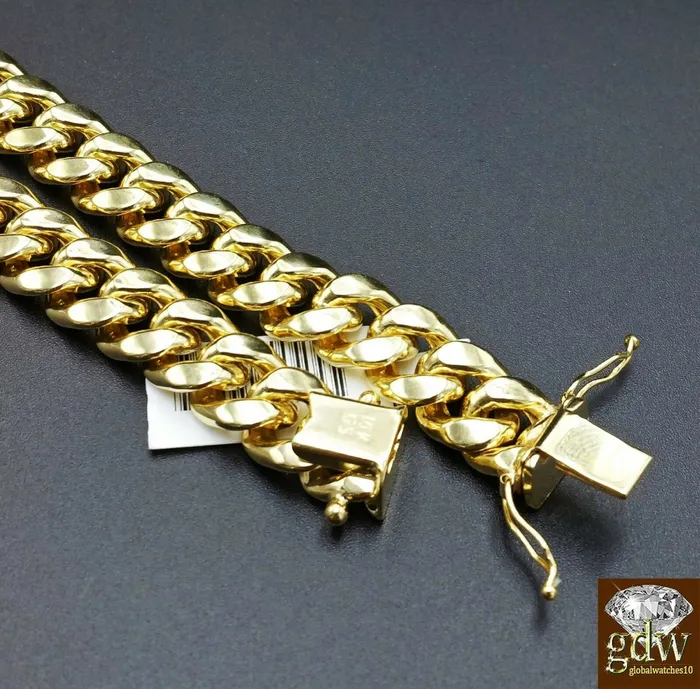 Mens 10k Yellow Gold Miami Cuban 10MM Box Clasp 26 Inch Chain Thick GlobalWatches10 Necklaces Mens 10k Yellow Gold Miami Cuban 10MM Box Clasp 26 Inch Chain Thick GlobalWatches10 Necklaces