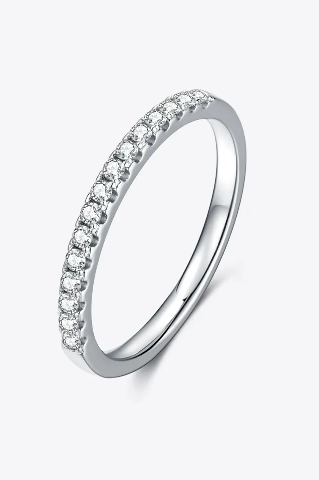 Moissanite PlatinumPlated HalfEternity Ring Trendsi Rings
