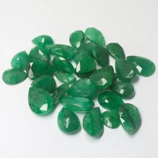 Natural Dyed Green Emerald Faceted Pear Drop Beads 115mm 21mm 6pc Beads Supplies USA Earrings