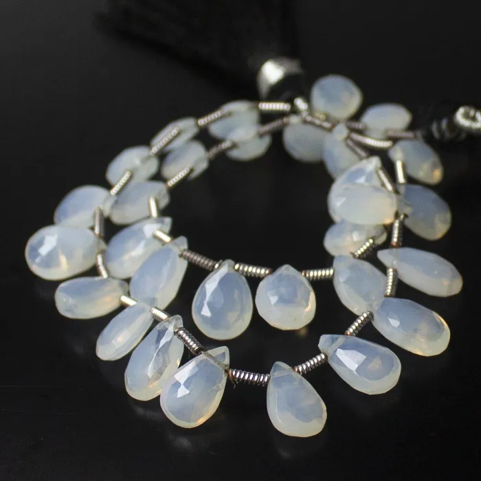Natural White Ice Quartz Faceted Pear Drop Beads 8mm 9mm 8inches Beads Supplies USA Earrings Natural White Ice Quartz Faceted Pear Drop Beads 8mm 9mm 8inches Beads Supplies USA Earrings