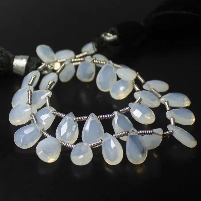 Natural White Ice Quartz Faceted Pear Drop Beads 8mm 9mm 8inches Beads Supplies USA Earrings