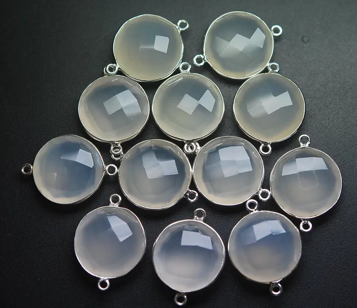 Necklaces 925 Sterling SilverGrey Chalcedony Faceted Coins Shape Connector 10 Piece Of 23mm Approx Beads Supplies USA Necklaces 925 Sterling SilverGrey Chalcedony Faceted Coins Shape Connector 10 Piece Of 23mm Approx Beads Supplies USA