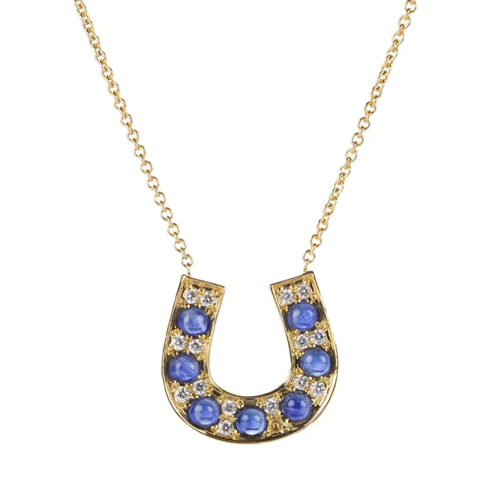 Necklaces Alexis Kletjian Sapphire and Diamond Horseshoe Pendant Necklace