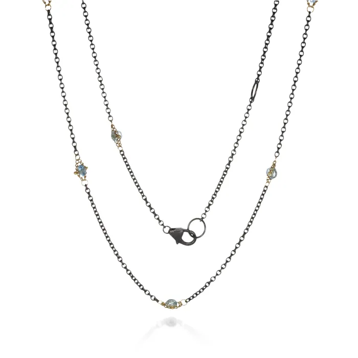 Necklaces Amali Blue Topaz Textile Station Necklace