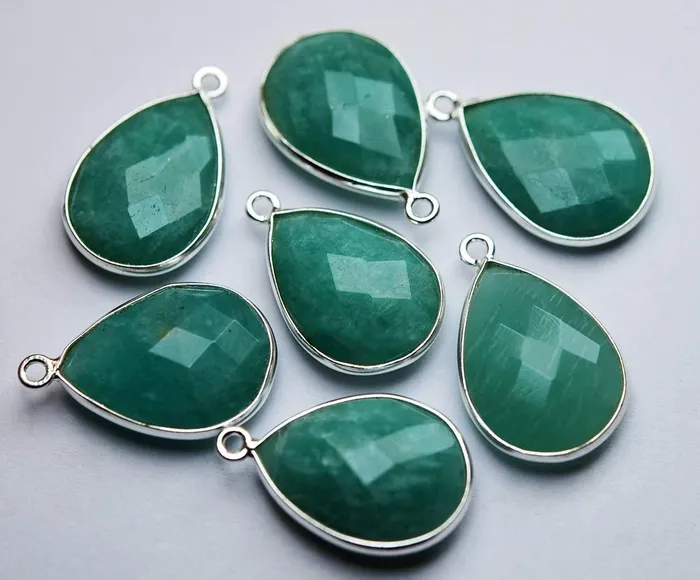 Necklaces Beads Supplies USA 925 Sterling Silver Natural Amazonite Faceted Pear Shape Pendant 2 Piece Of 22mm Necklaces Beads Supplies USA 925 Sterling Silver Natural Amazonite Faceted Pear Shape Pendant 2 Piece Of 22mm