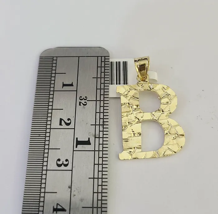 Necklaces Gold and Diamond 10k Gold Initial B Charm Rope Chain 1626 25mm SET Necklace Alphabet Pendant