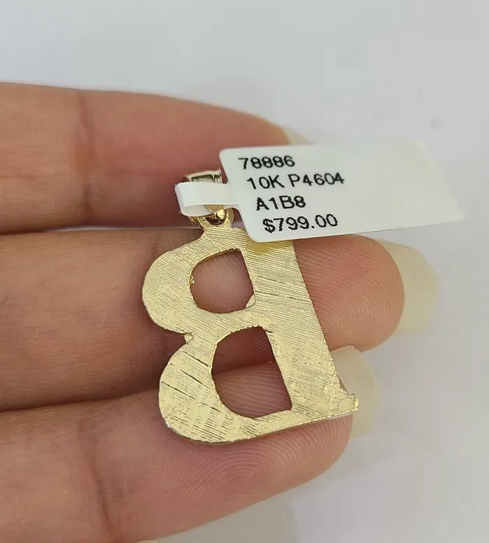 Necklaces Gold and Diamond 10k Gold Initial B Charm Rope Chain 1626 25mm SET Necklace Alphabet Pendant