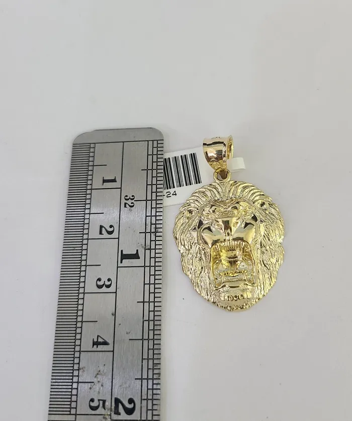 Necklaces Gold and Diamond 10k Solid Rope Chain 3mm Lion Head Pendant Charm Necklace SET 1826 in