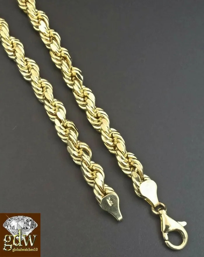Necklaces Gold and Diamond Real 10K Yellow Gold 28 Inch Rope Chain Necklace Cross Charm Pendant
