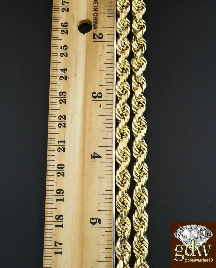 Necklaces Gold and Diamond Real 10K Yellow Gold 28 Inch Rope Chain Necklace Cross Charm Pendant