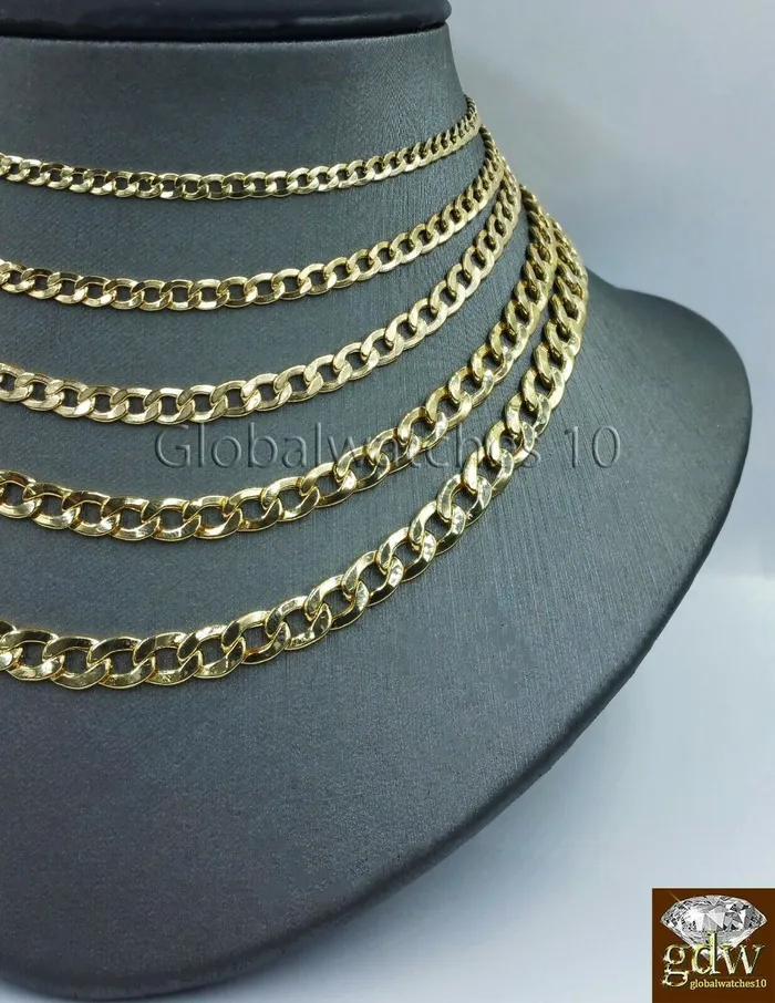 Necklaces Gold and Diamond Real 14k Yellow Gold Men Cuban Link Chain Necklace 2mm 3mm 4mm 5mm 6mm