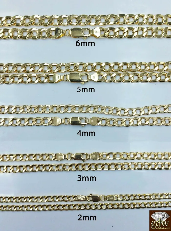 Necklaces Gold and Diamond Real 14k Yellow Gold Men Cuban Link Chain Necklace 2mm 3mm 4mm 5mm 6mm