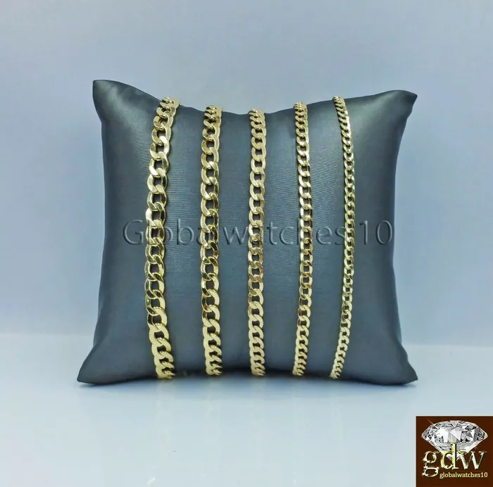 Necklaces Gold and Diamond Real 14k Yellow Gold Men Cuban Link Chain Necklace 2mm 3mm 4mm 5mm 6mm