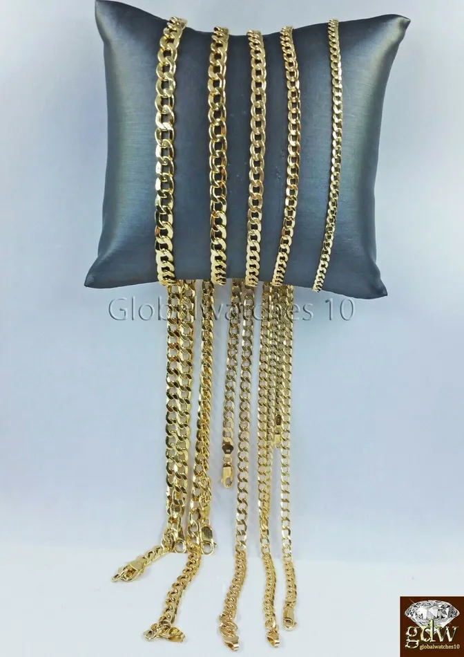 Necklaces Gold and Diamond Real 14k Yellow Gold Men Cuban Link Chain Necklace 2mm 3mm 4mm 5mm 6mm