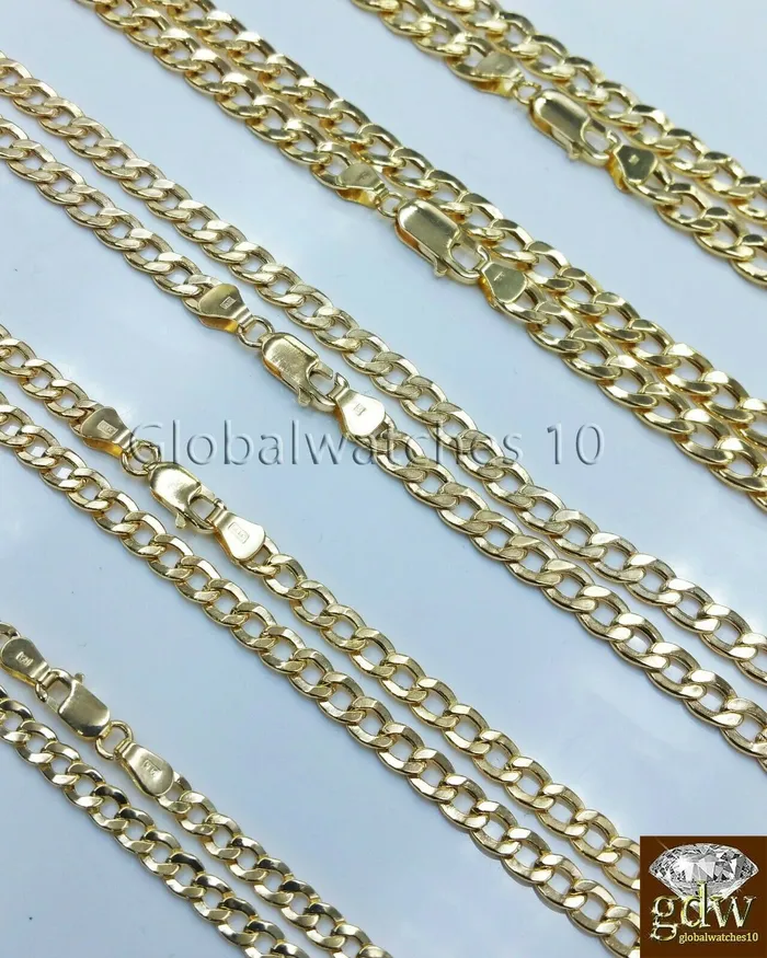 Necklaces Gold and Diamond Real 14k Yellow Gold Men Cuban Link Chain Necklace 2mm 3mm 4mm 5mm 6mm