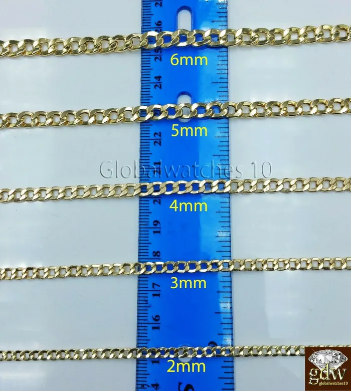 Necklaces Gold and Diamond Real 14k Yellow Gold Men Cuban Link Chain Necklace 2mm 3mm 4mm 5mm 6mm