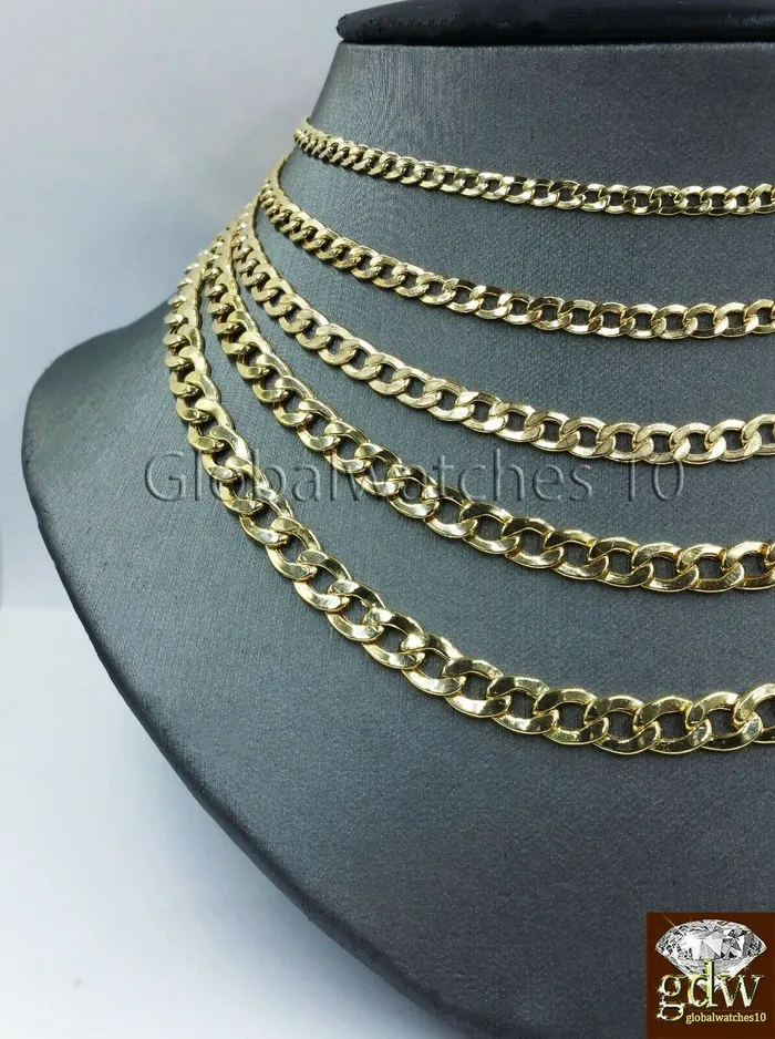 Necklaces Gold and Diamond Real 14k Yellow Gold Men Cuban Link Chain Necklace 2mm 3mm 4mm 5mm 6mm