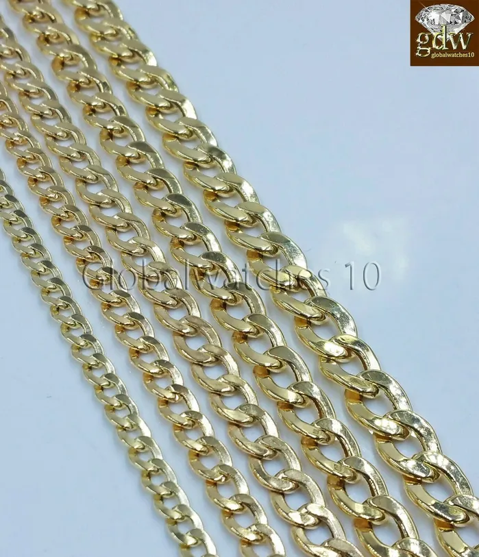 Necklaces Gold and Diamond Real 14k Yellow Gold Men Cuban Link Chain Necklace 2mm 3mm 4mm 5mm 6mm
