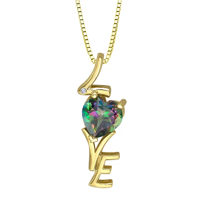 Necklaces Independent Jewellers 10kt Yellow Gold Mystic Topaz Love Pendant