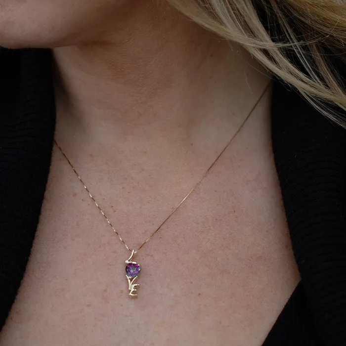 Necklaces Independent Jewellers 10kt Yellow Gold Mystic Topaz Love Pendant