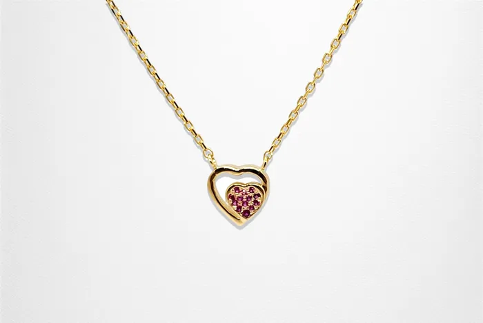 Necklaces JCM DESIGN JEWELRY 14K Ruby Stone Gold Heart Necklace