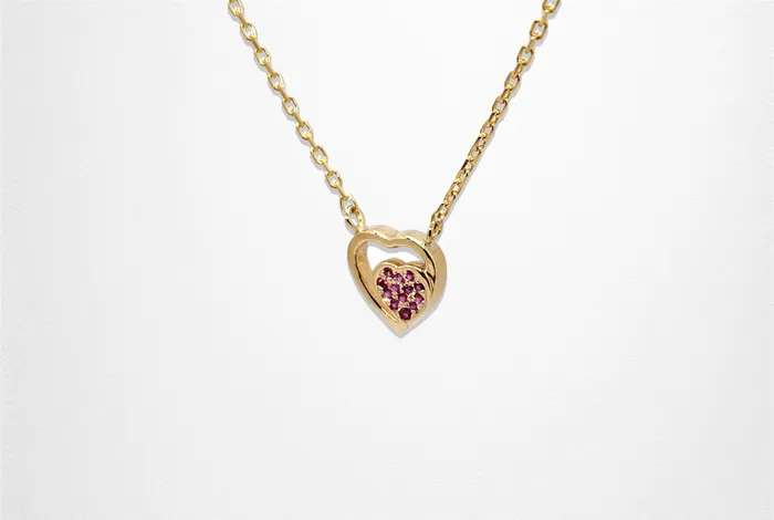 Necklaces JCM DESIGN JEWELRY 14K Ruby Stone Gold Heart Necklace