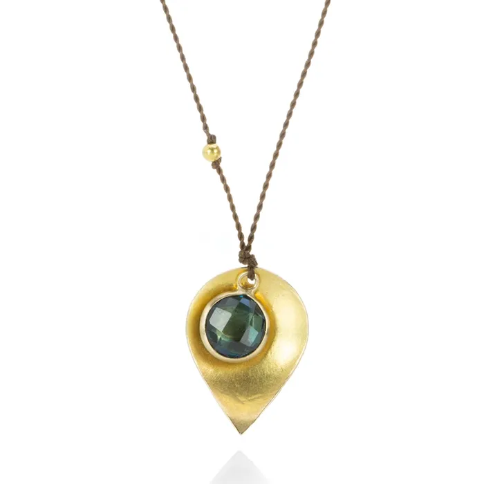 Necklaces Margaret Solow London Blue Topaz and Leaf Necklace