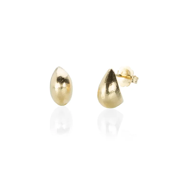 Nicole Landaw Small 14k Teardrop Hewn Earrings Earrings