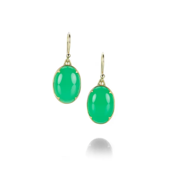 Oval Chrysoprase Drop Earrings Gabriella Kiss Earrings